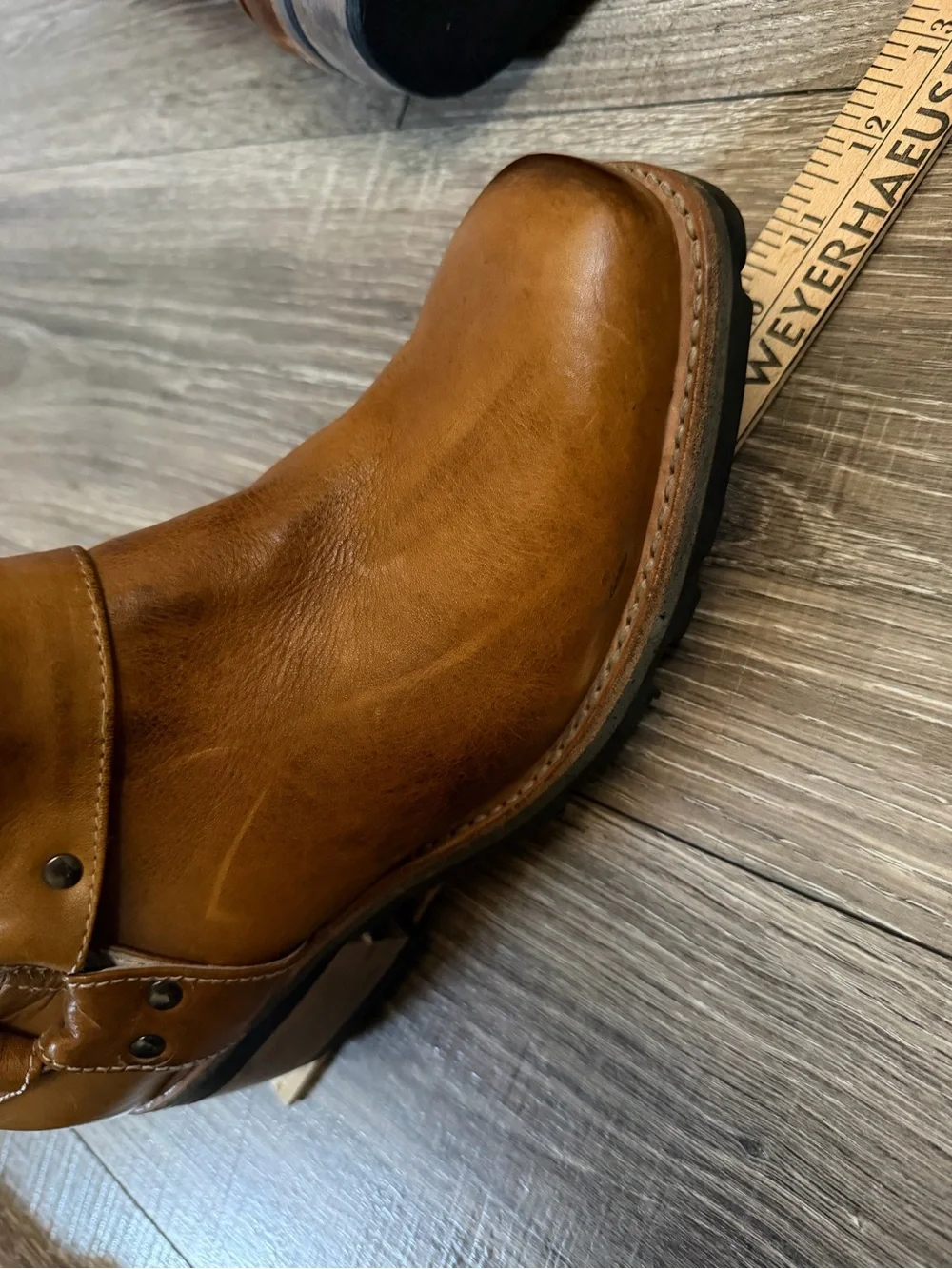 FREEBIRD by Steven Wagner Cognac Leather Tall Harness Boots Sz 10